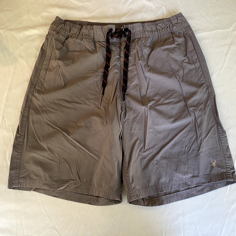 Spyder Shorts Mens Medium Gray ProweB Athletic Workout Drawstring Stretch Active